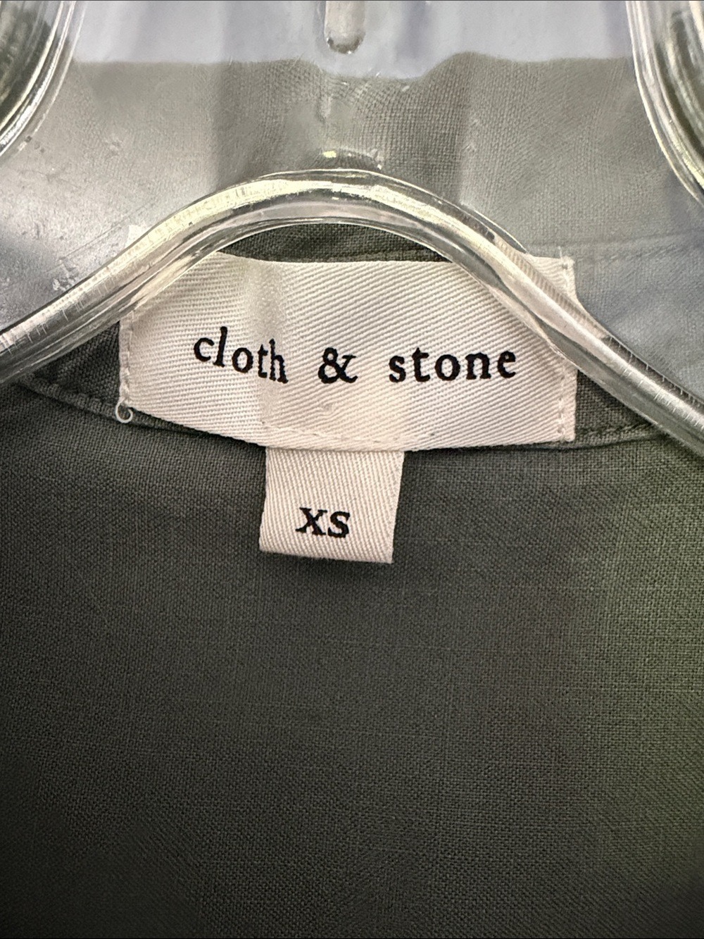 Cloth & Stone Olive Green Shirt Dress XS Button Front Utility Casual - Picture 6 of 13